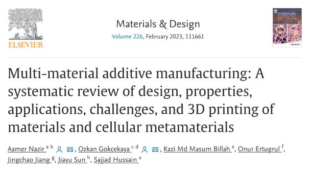 金属与金属 l 多材料和蜂窝超材料的3D打印设计、特性、应用、挑战（一）