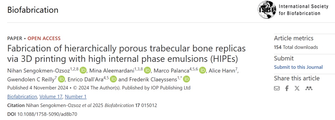 高内相乳液3D打印制造分层多孔骨小梁仿生结构