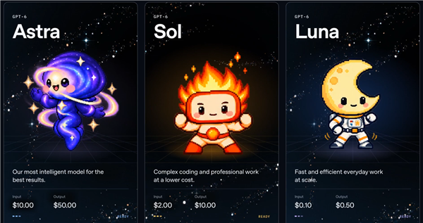 OpenAI正式发布GPT-6 Sol/Luna！API价格大降50% 免费用户也能用