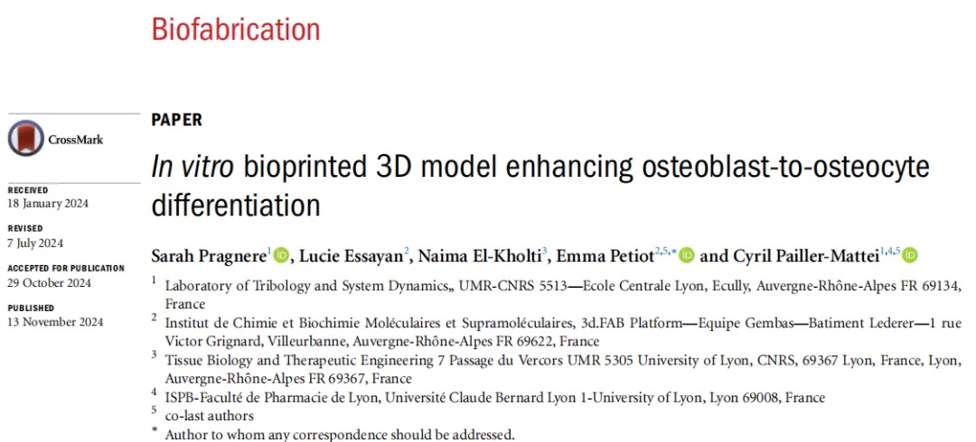生物3D打印技术新突破，实现成骨细胞向骨细胞的高效分化