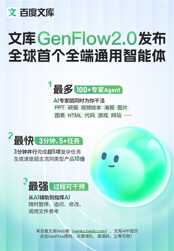 百度网盘发布全球首个全端通用智能体:支持超100个专家智能体同时干活