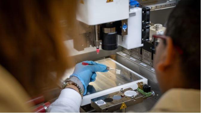 阿利姆佩蒂（Alimperti）使用专门的3D打印机来制作她基于果胶的骨移植物