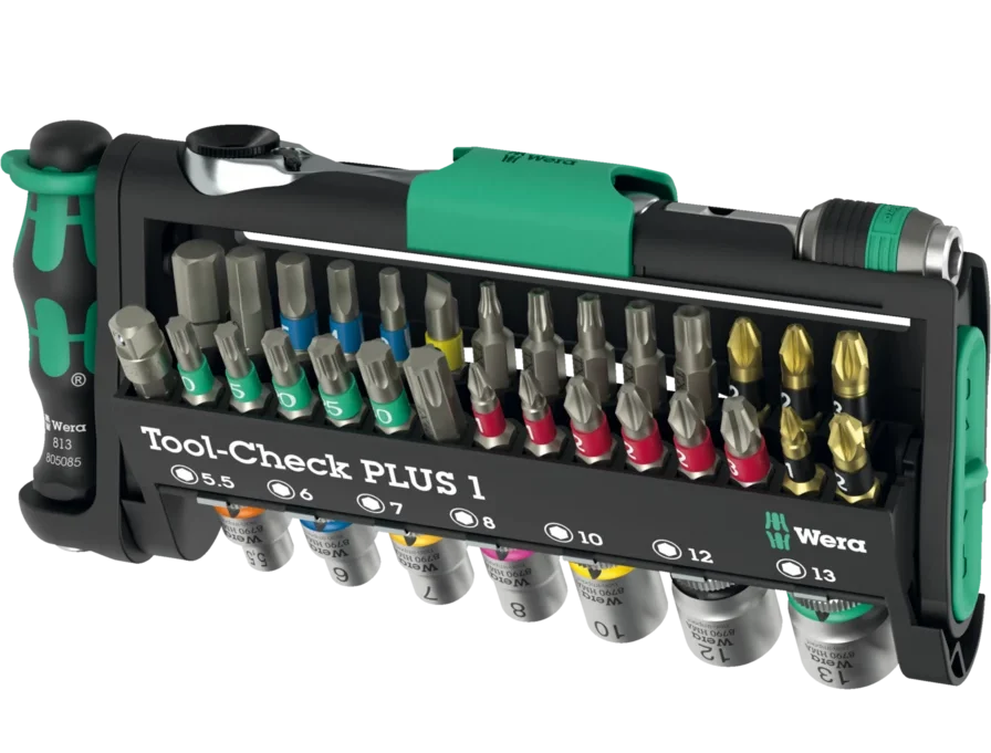 Wera Tool-Check紧凑型棘轮扳手和螺丝刀套装，专为便携式维修和维护工作设计